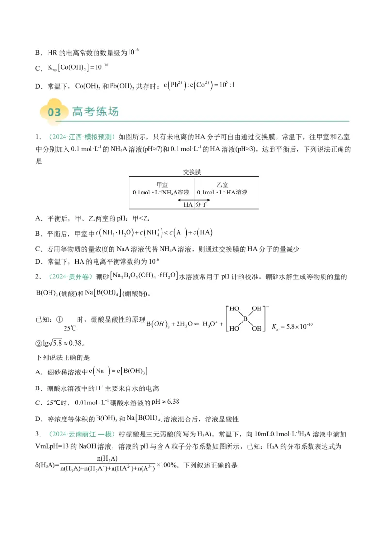 题型14电解质溶液（原卷版）_05高考化学_2025年新高考资料_二轮复习_2025年高考化学二轮热点题型归纳与变式演练（新高考通用）340117718