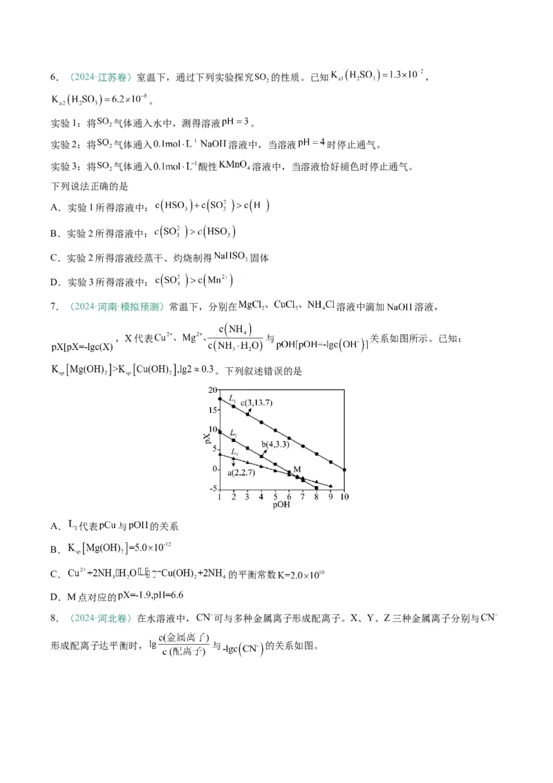 题型14电解质溶液（原卷版）_05高考化学_2025年新高考资料_二轮复习_2025年高考化学二轮热点题型归纳与变式演练（新高考通用）340117718