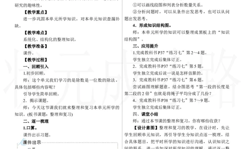 整理和复习_26春人教版数学三下_00、上课课件PPT+教案第三套完整版_2.R3数下教案_二　除数是一位数的除法
