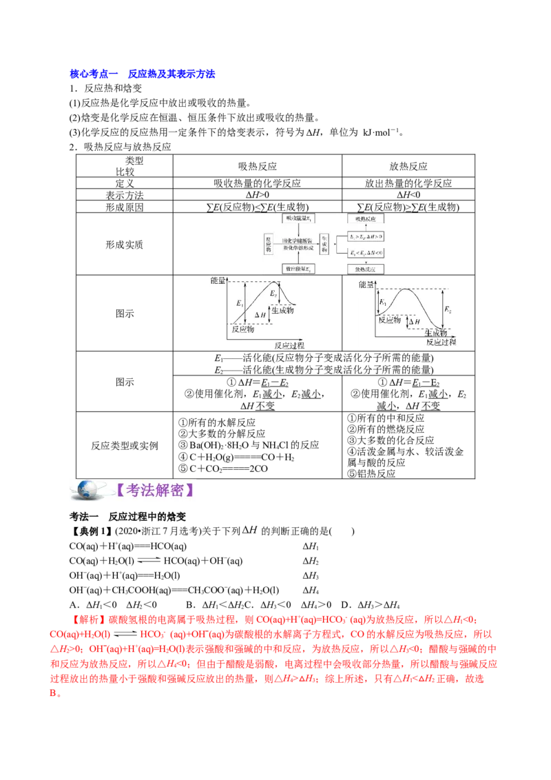 解密08化学反应与能量(讲义)-高频考点解密2021年高考化学二轮复习讲义+分层训练_05高考化学_新高考复习资料_2021新高考资料