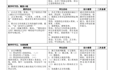3.1多边形核心素养教案（表格式）三年级下册数学人教版_26春人教版数学三下_00、教案3套完整版_第2套表格式核心素养教案-全册合在一起_课课教案_第3单元长方形和正方形