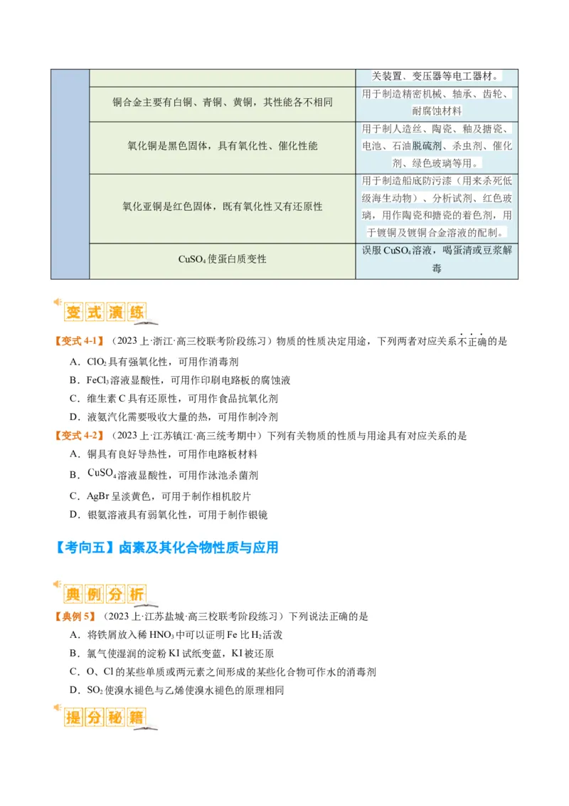 题型05物质的性质与应用（原卷版）_05高考化学_2024年新高考资料_2.2024二轮复习_2024年高考化学二轮热点题型归纳与变式演练（新高考通用）