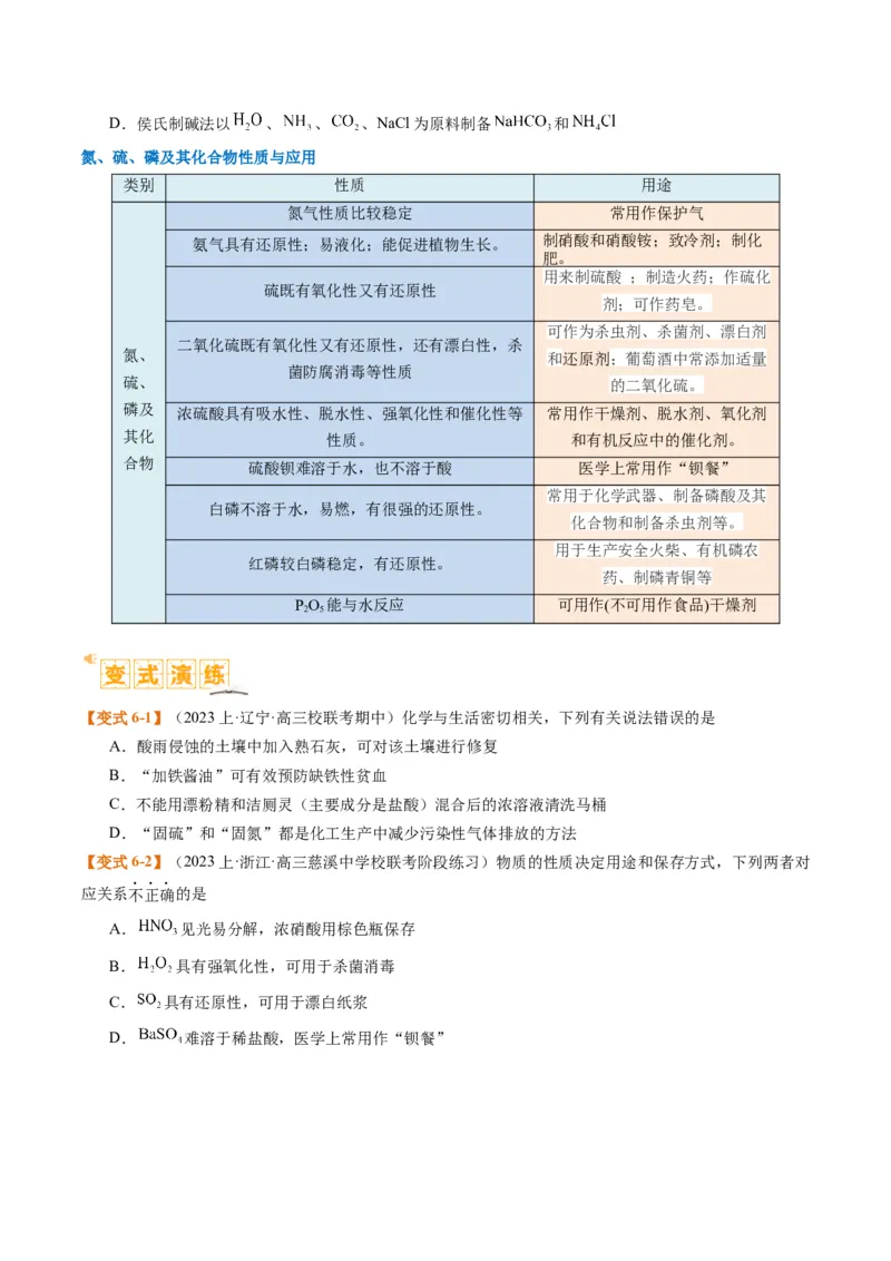 题型05物质的性质与应用（原卷版）_05高考化学_2024年新高考资料_2.2024二轮复习_2024年高考化学二轮热点题型归纳与变式演练（新高考通用）