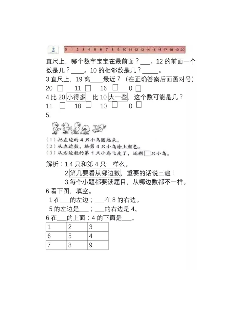人教版数学一年级上册知识点汇总_《小学各科知识点》_小学数学《知识梳理》1-6年级上下册_上册_人教版小学数学1-6年级上册知识汇总