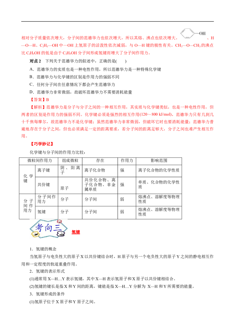 考点8微粒间相互作用力（解析版）_05高考化学_通用版（老高考）复习资料_2023年复习资料_一轮复习_备战2023年高考化学一轮复习考点帮（全国通用）