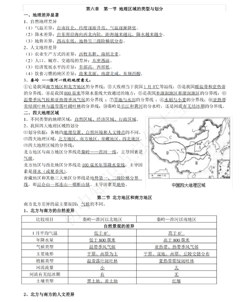 仁爱版地理八年级下册知识点汇总_24秋《初中各科知识点梳理》_初中地理《知识梳理》7-8年级上下册_仁爱版初中地理7-8年级上下册知识梳理_仁爱版地理八年级下册知识点汇总