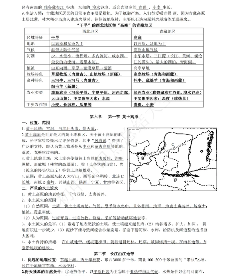 仁爱版地理八年级下册知识点汇总_24秋《初中各科知识点梳理》_初中地理《知识梳理》7-8年级上下册_仁爱版初中地理7-8年级上下册知识梳理_仁爱版地理八年级下册知识点汇总