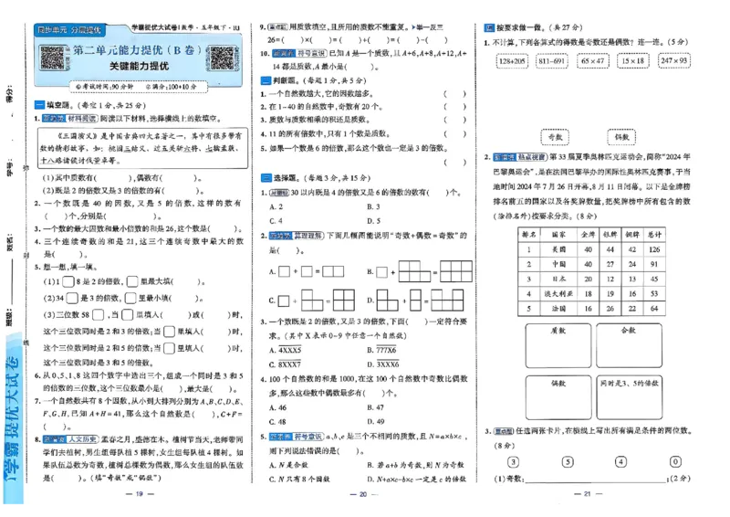 26春5下人教数学学霸提优大试卷_26春人教版数学三下_09、练习题+试卷合集_-26春《提优大试卷》