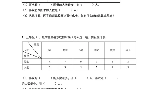 三年级数学下册典型例题系列之第三单元：复式统计表专项练习（原卷版）人教版_26春人教版数学三下_19、赠送其它资料_新建文件夹_三年级数学下册（人教版）_专项练习