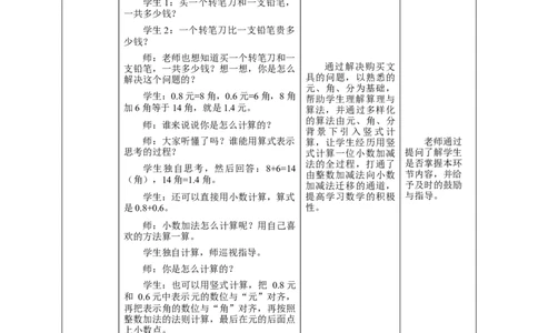 《7.3简单的小数加、减法》教学设计_26春人教版数学三下_19、赠送其它资料_新建文件夹_三年级数学下册（人教版）_大单元教学课件+教学设计-K57_7.3简单的小数加、减法教学设计+课件