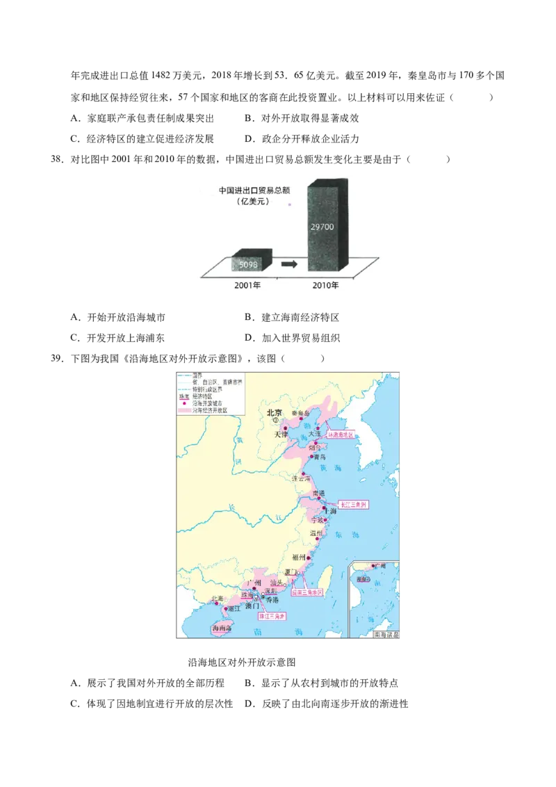 第三单元中国特色社会主义道路（考点梳理卷）（学生版）_新八下历史_00、更新资料3月23日_第二套(4)_单元知识复习专项-U89_2025版