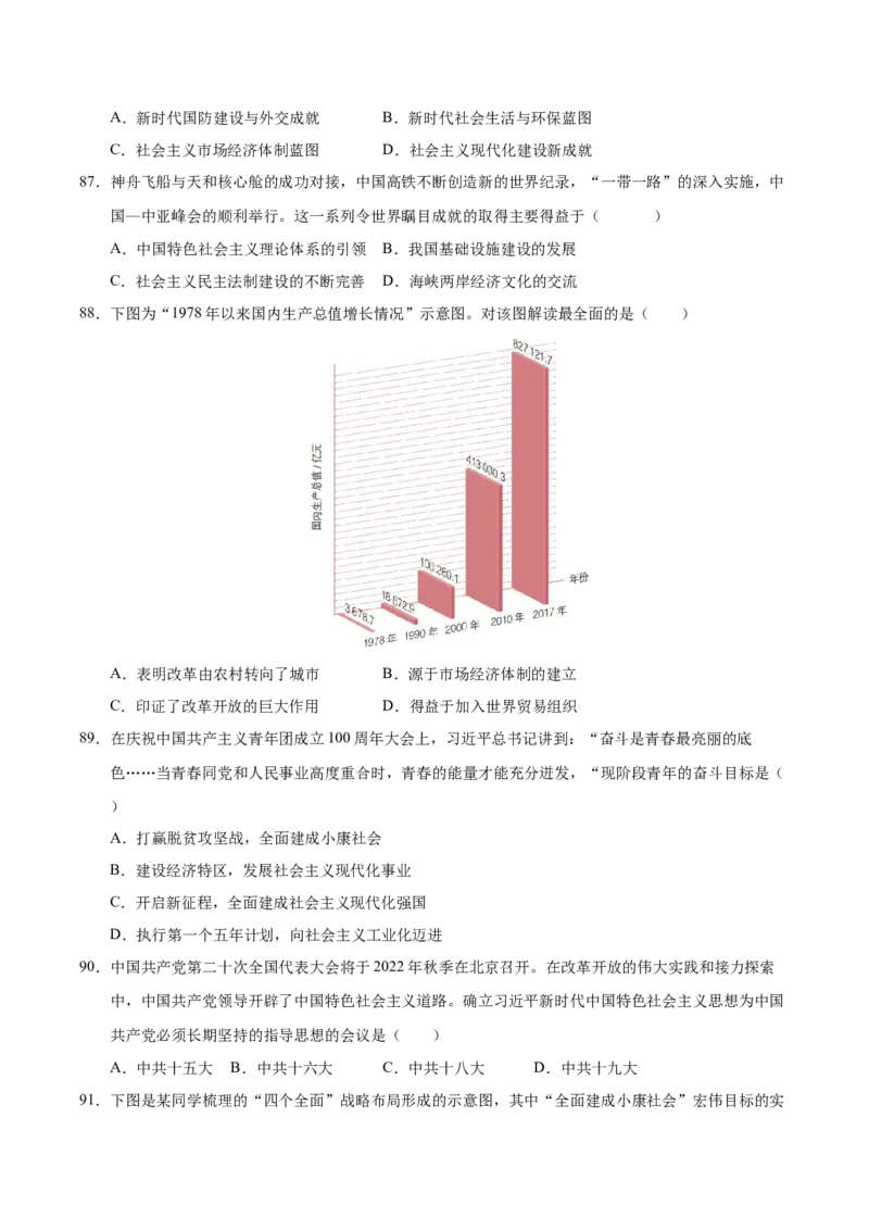 第三单元中国特色社会主义道路（考点梳理卷）（学生版）_新八下历史_00、更新资料3月23日_第二套(4)_单元知识复习专项-U89_2025版