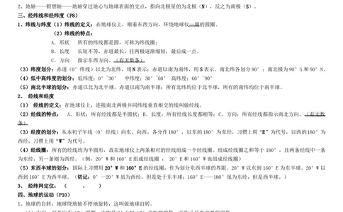 中图版-七年级上册-地理知识点笔记归纳_24秋《初中各科知识点梳理》_初中地理《知识梳理》7-8年级上下册_中图版初中地理7-8年级上下册知识点梳理