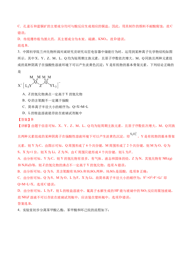 黄金卷02-赢在高考&middot;黄金8卷备战2024年高考化学模拟卷（湖南专用）（解析版）_05高考化学_2024年新高考资料_4.2024高考模拟预测试卷