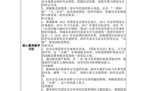 第20课维护国家安全和推进祖国统一表格式教案_新八下历史_00、更新资料3月23日_新版_第三套_第二套_2026春季新版-持续更新中_04教学设计