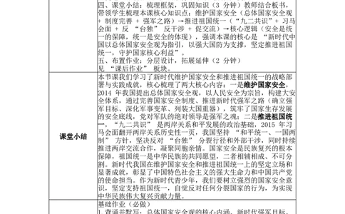 第20课维护国家安全和推进祖国统一表格式教案_新八下历史_00、更新资料3月23日_新版_第三套_第二套_2026春季新版-持续更新中_04教学设计