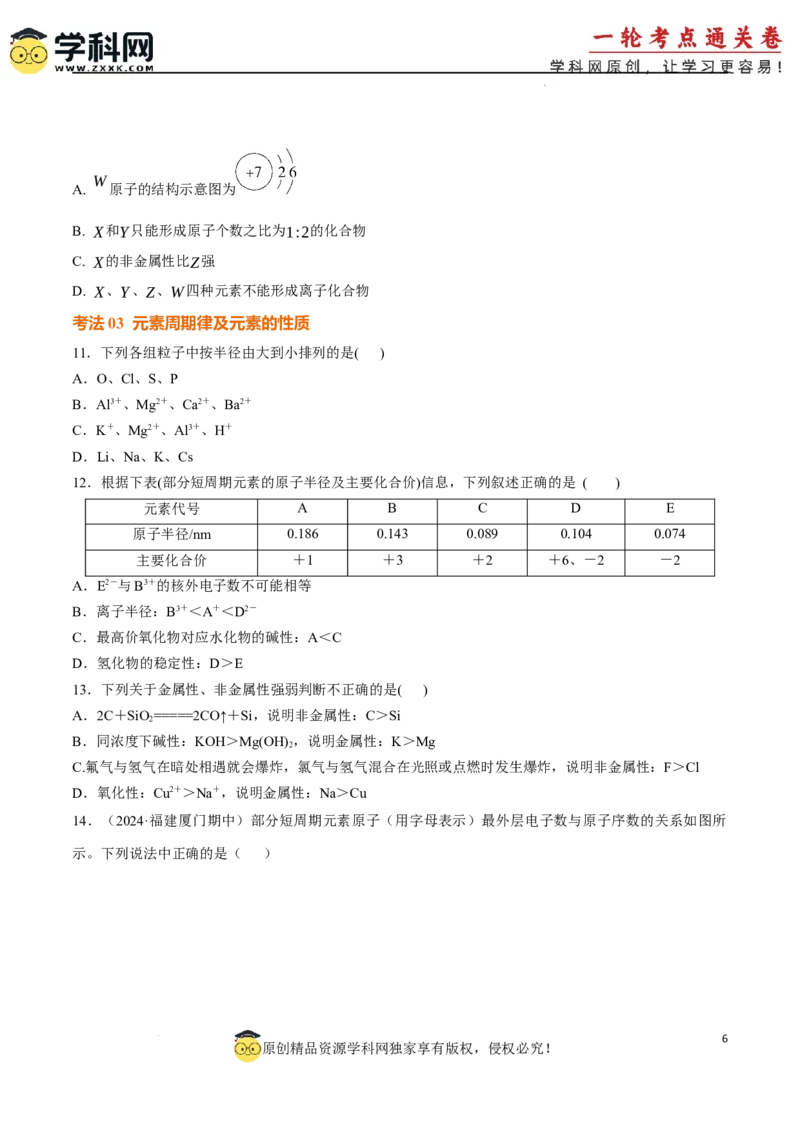 考点巩固卷05原子结构与性质元素周期表、元素周期律（原卷版）_05高考化学_2025年新高考资料_一轮复习_2025年高考化学一轮复习考点通关卷