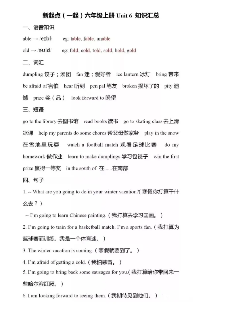 人教新起点版六年级上册知识点_《小学各科知识点》_小学英语《知识梳理》3-6年级上下册_上册_人教新起点版小学英语1-6年级上册