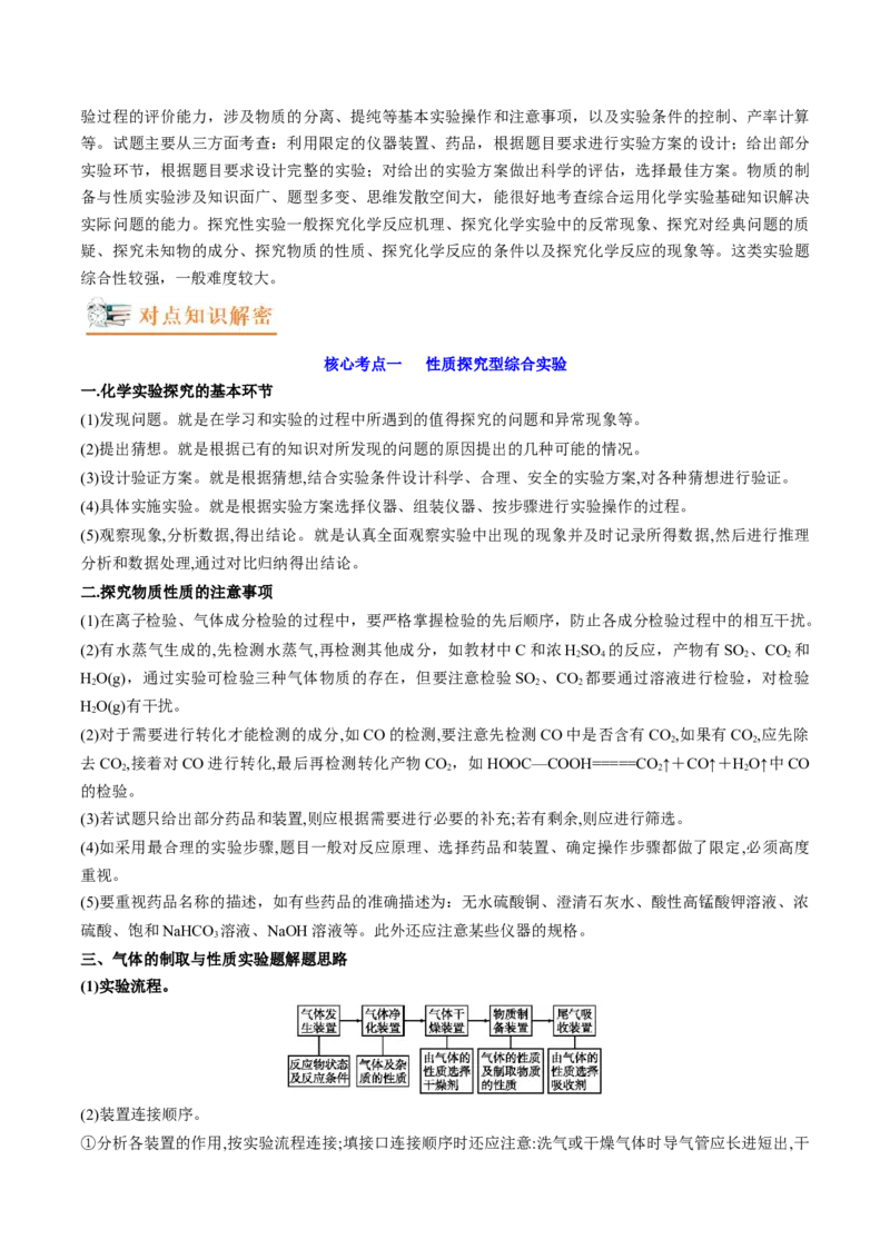 高考解密14综合实验探究（讲义）-高频考点解密2023年高考化学二轮复习讲义+分层训练（新高考专用）（原卷版）_05高考化学_新高考复习资料_2023年新高考资料_二轮复习