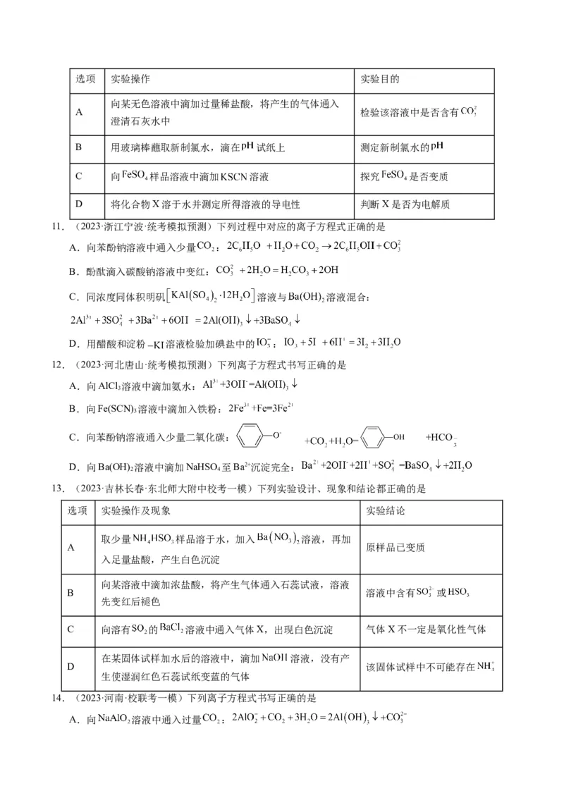 重难点03离子方程式的正误判断、离子共存、检验和推断-2024年高考化学热点&middot;重点&middot;难点专练（新高考专用）（原卷版）_05高考化学_2024年新高考资料_3.2024专项复习