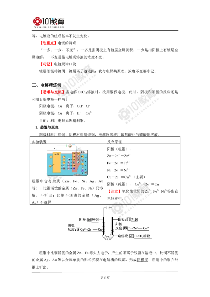 选择性必修1第四章第二节电解池（1）_新人教版高二化学选修一、二、三_新人教版高中化学选择性必修第一册_高二化学（选择性必修第一册）学案练习