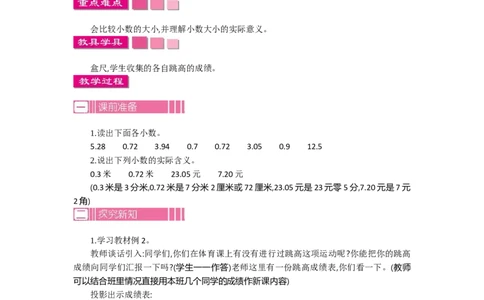 1.2小数的初步认识第二课时_26春人教版数学三下_19、赠送其它资料_旧教材资源_七彩课堂人教版数学三年级下册教案+学案_第七单元小数的初步认识（教案+学案）_教案