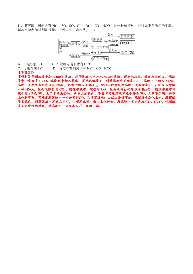 考点五离子检验与推断（解析版）_05高考化学_2025年新高考资料_一轮复习_2025年高考化学一轮复习基础知识讲义（新高考通用）（完结）_专题三化学基本概念