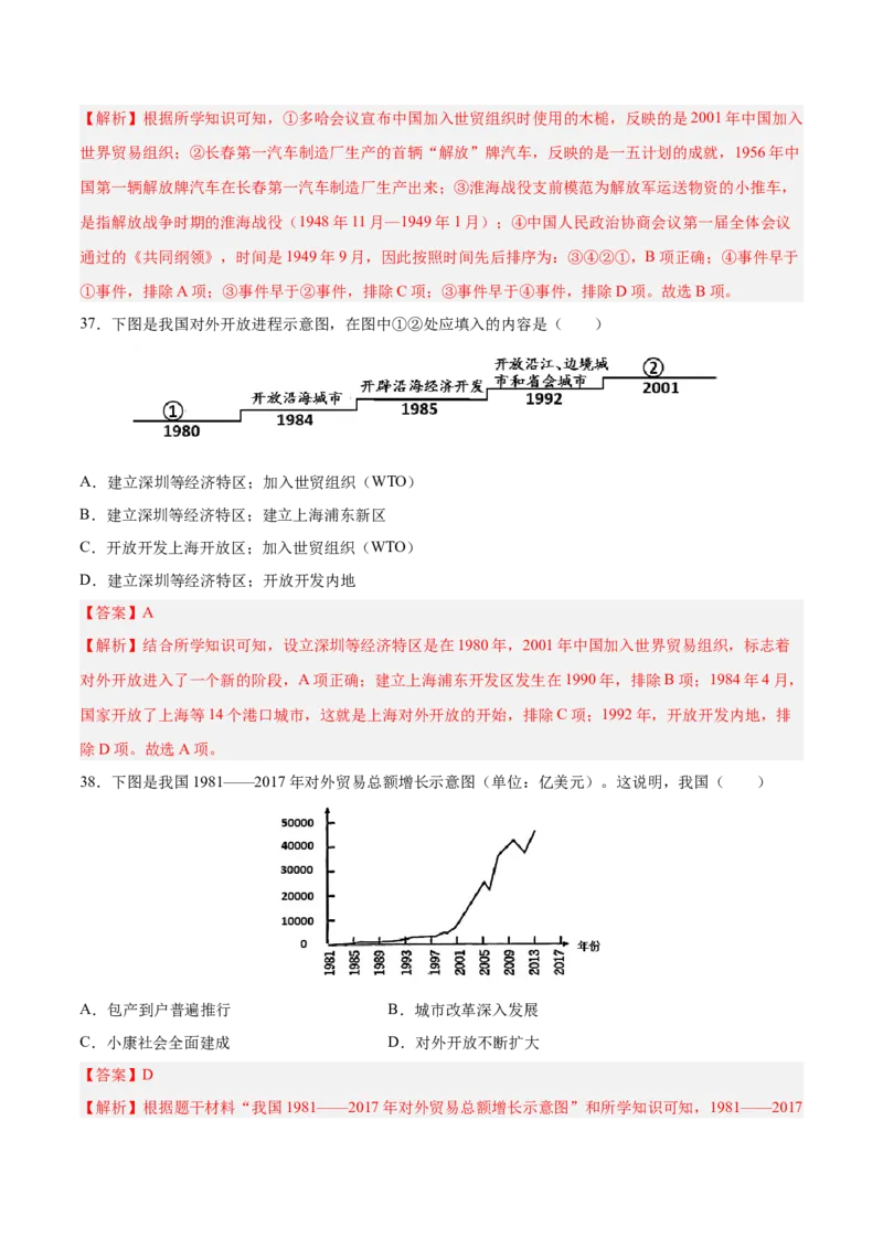 八下期末复习选择题专练100题（解题指导+专项练习）（解析板）_新八下历史_00、更新资料3月23日_第二套(4)_期末专项复习-U269_2024版