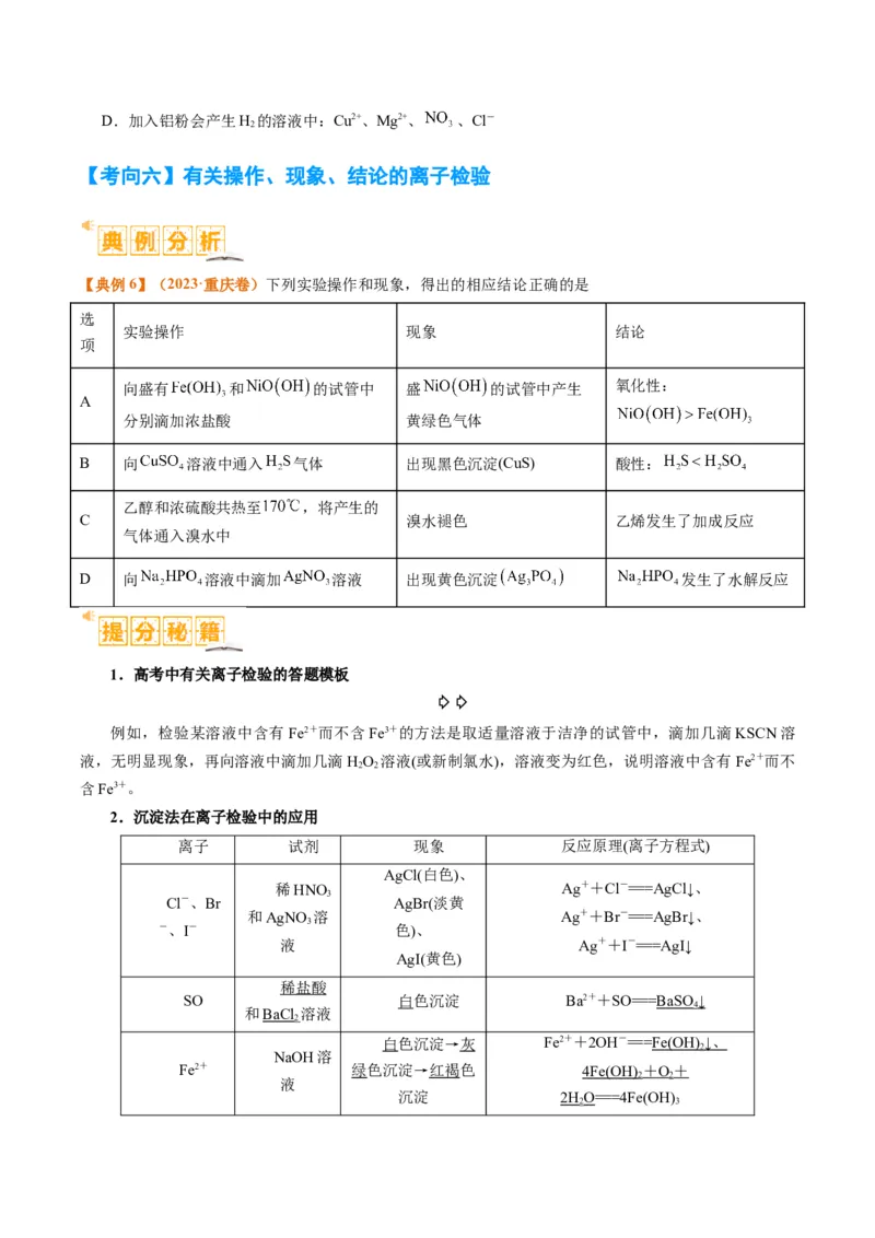 题型03离子方程式正误判断离子共存、检验和推断（原卷版）_05高考化学_2024年新高考资料_2.2024二轮复习_2024年高考化学二轮热点题型归纳与变式演练（新高考通用）