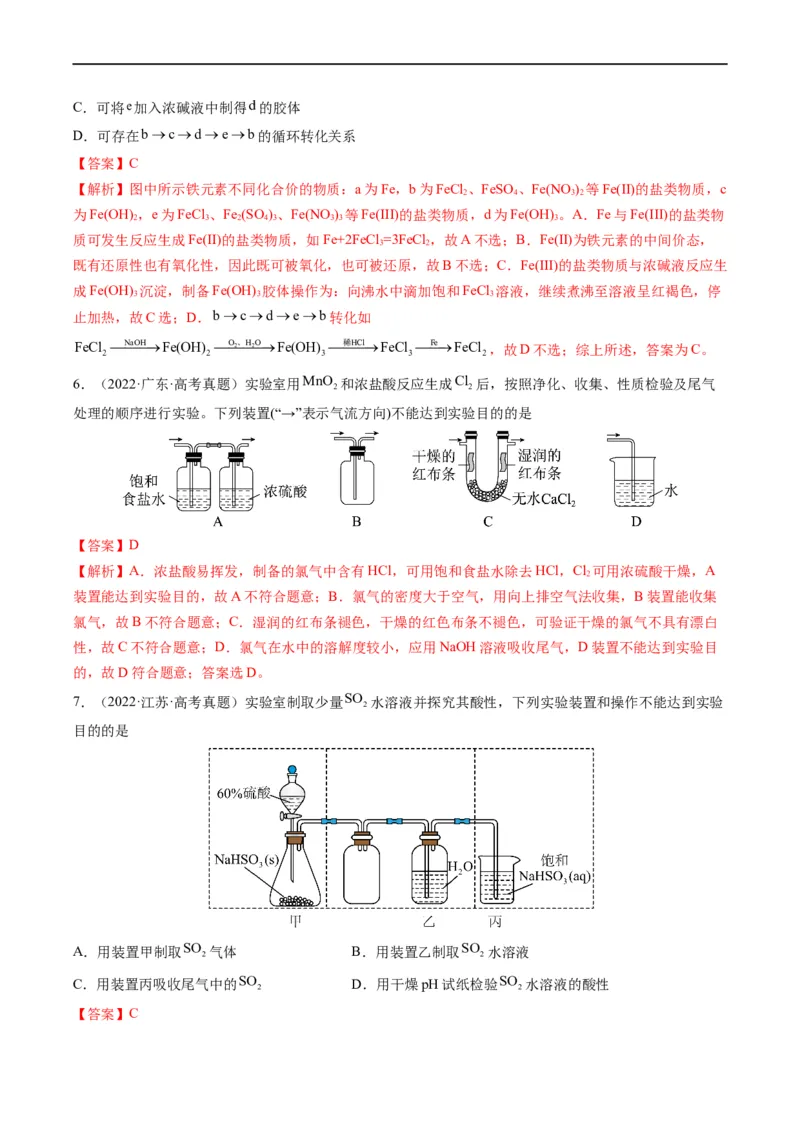 重难点08常见无机物的性质与转化（解析版）_05高考化学_新高考复习资料_2023年新高考资料_专项复习_2023年高考化学热点&middot;重点&middot;难点专练（新高考专用）
