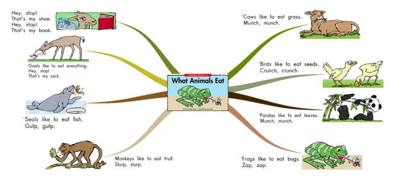 whatanimalseat_《小学思维导图》_思维导图语数英第二套_英语_思维导图_思维导图RAZC