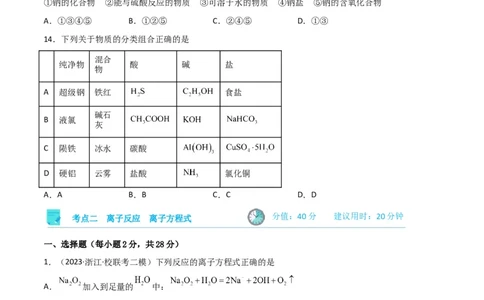 考点巩固卷02化学物质及其变化&nbsp;（原卷版）_05高考化学_新高考复习资料_2024年新高考资料_一轮复习资料_完2024年高考化学一轮复习考点通关卷（新高考通用）_考点巩固卷