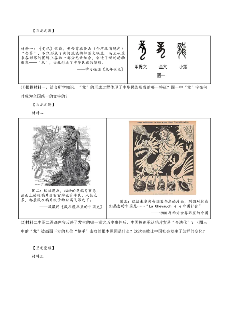 八下期末专项提分&middot;材料综合题（解题方法+必练25题）（原卷版）_新八下历史_19、赠送其它资料_旧版_12复习课件8下历史_2023-2024学年八年级历史下册期末复习提分秘籍（统编版）