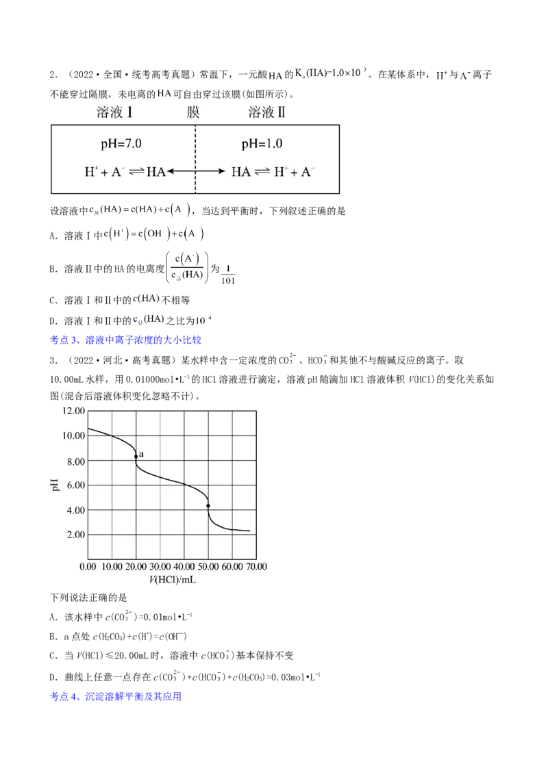 高考解密08水溶液中的离子反应与平衡（讲义）-高频考点解密2023年高考化学二轮复习讲义+分层训练（新高考专用）（原卷版）_05高考化学_新高考复习资料_2023年新高考资料_二轮复习