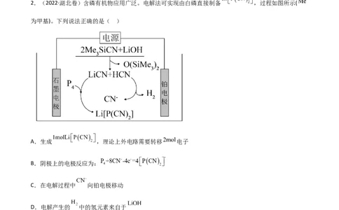 高频考点24电解池的工作原理及应用-2023年高考化学二轮复习高频考点51练（原卷版）_05高考化学_新高考复习资料_2023年新高考资料_二轮复习