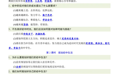 24新教材人教版七上道德与法治知识点背诵提纲_24秋《初中各科知识点梳理》_2024秋《名师总结》知识点789年级全科_24秋《名师总结》知识点七年级全科