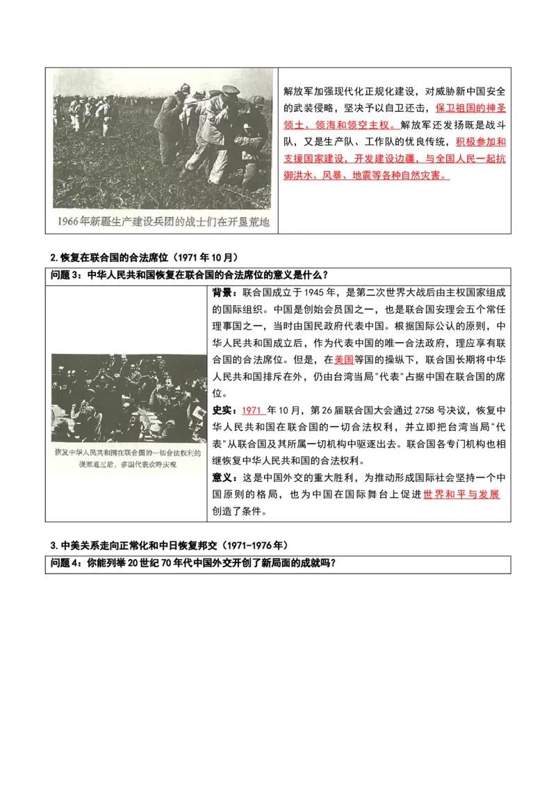 第二单元社会主义建设道路的探索（知识清单）历史新教材统编版八年级下册（答案版）_新八下历史_00、更新资料3月23日_新版_第一套_04.知识清单