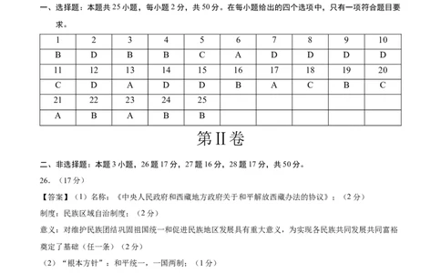 八年级历史期末模拟卷（参考答案）（天津专用）_新八下历史_19、赠送其它资料_旧版_07习题试卷8下历史_4、期末试卷