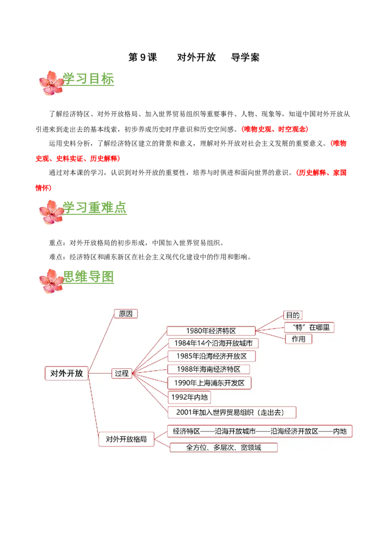 第9课对外开放（导学案）-（部编版）_新八下历史_00、更新资料3月23日_第二套(4)_导学案