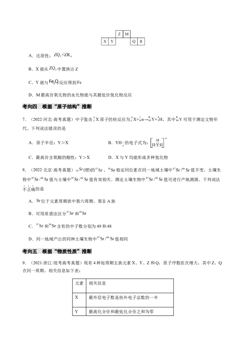 重难点10元素推断与元素周期律-2024年高考化学热点&middot;重点&middot;难点专练（新高考专用）（原卷版）_05高考化学_2024年新高考资料_3.2024专项复习