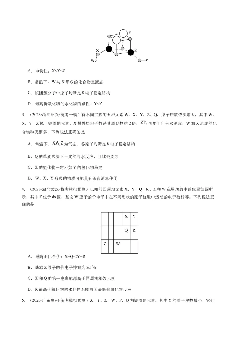 重难点10元素推断与元素周期律-2024年高考化学热点&middot;重点&middot;难点专练（新高考专用）（原卷版）_05高考化学_2024年新高考资料_3.2024专项复习
