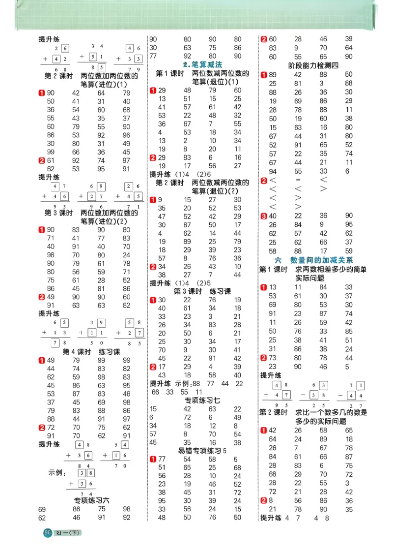 一下阳光同学计算小达人26春人教_26春人教版数学三下_09、练习题+试卷合集_-26春《计算小达人》_26春《阳光同学计算小达人》人教1下