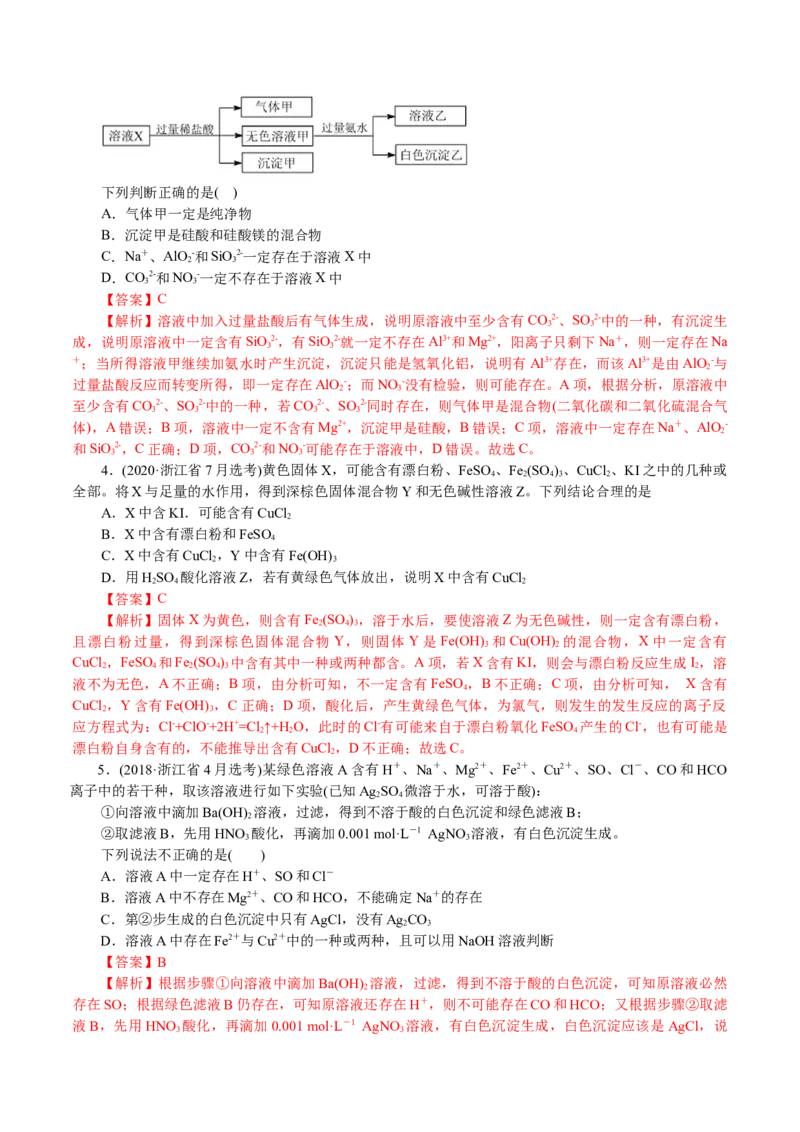 解密04离子反应(讲义)-高频考点解密2021年高考化学二轮复习讲义+分层训练_05高考化学_新高考复习资料_2021新高考资料_高频考点解密2021年高考化学二轮复习讲义+分层训练4.7更新