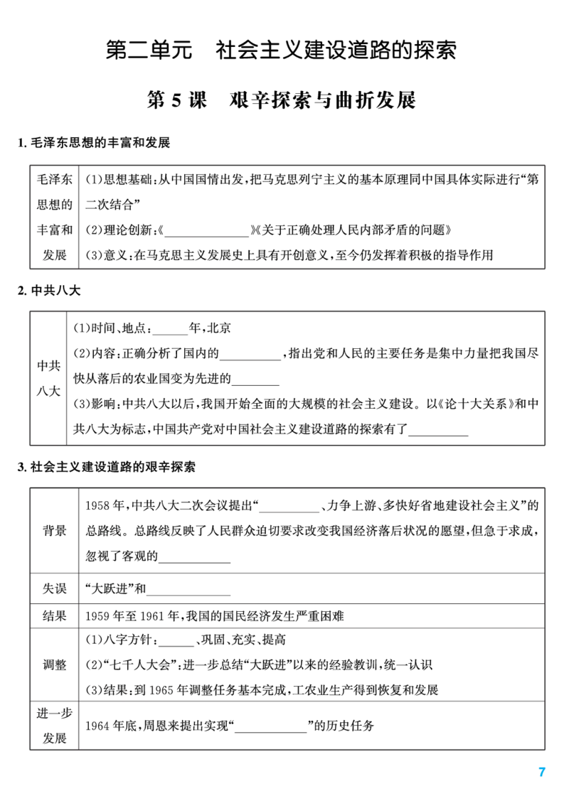知识清单_新八下历史_11、课时知识点默写PDF版完整版