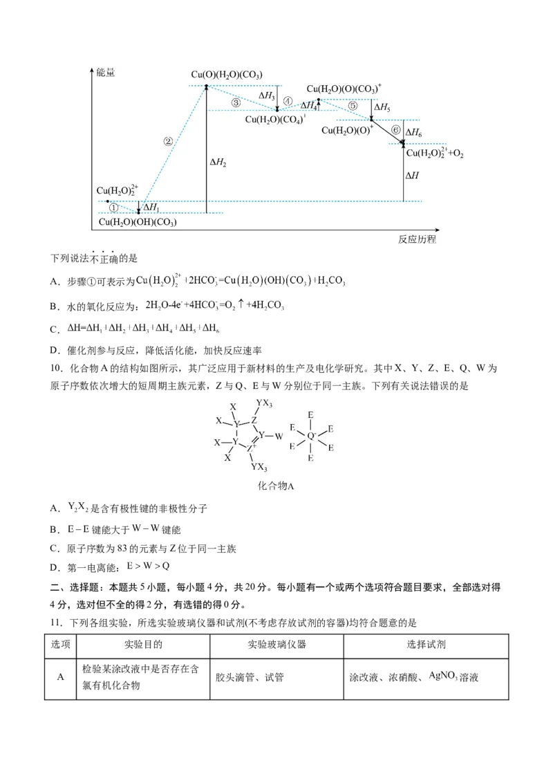 黄金卷07-赢在高考&middot;黄金8卷备战2024年高考化学模拟卷（山东专用）（原卷版）_05高考化学_2024年新高考资料_4.2024高考模拟预测试卷