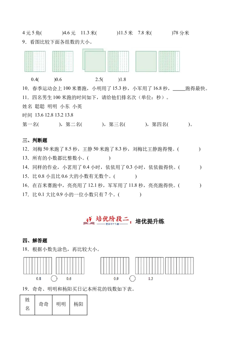 7.2一位小数的大小比较-（人教版）_26春人教版数学三下_19、赠送其它资料_新建文件夹_三年级数学下册（人教版）_母题专项练习-K35_2024版