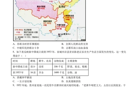 8历第一次月考安徽省六安市霍邱县2024-2025学年八年级3月月考历史试题（含解析）_新八下历史_13、月考真题试卷