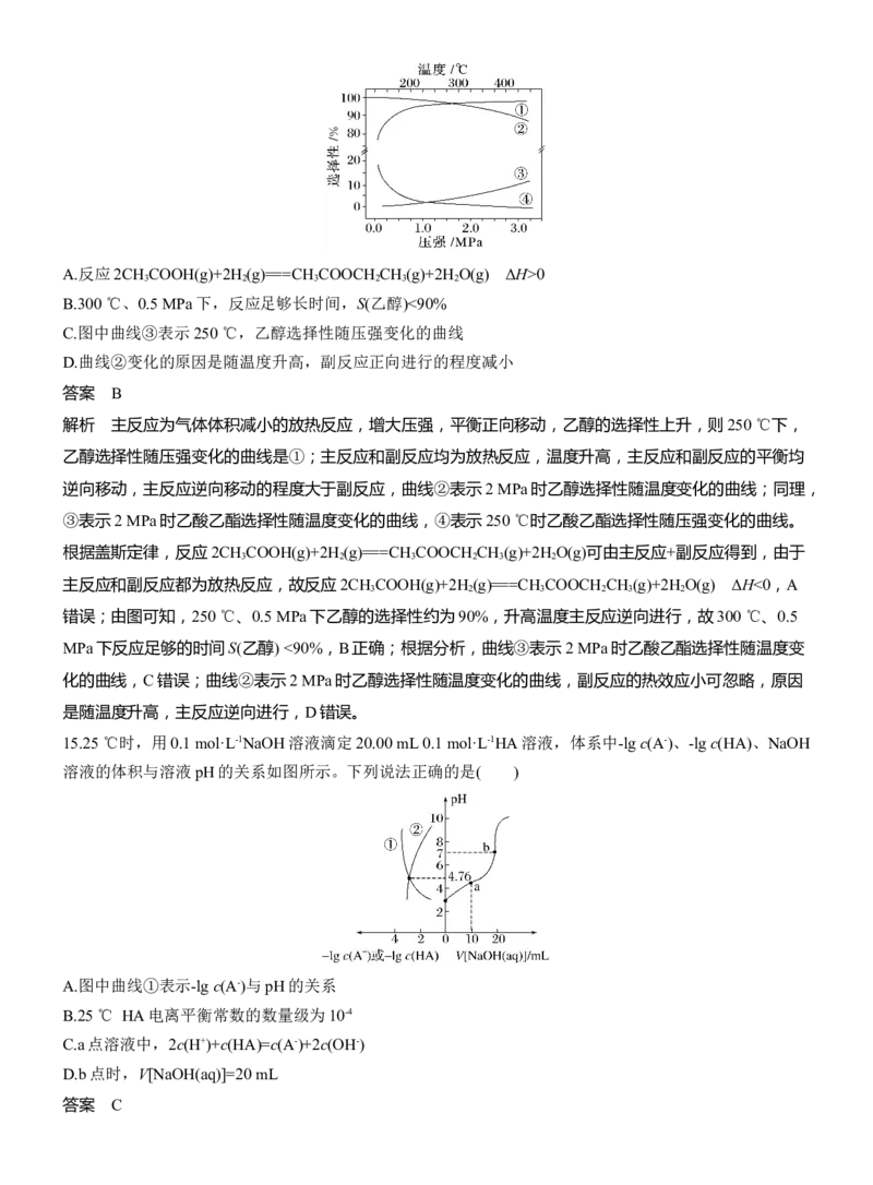 选择题标准练(四)淘宝店：红太阳资料库_05高考化学_2025年新高考资料_二轮复习_2025年高考化学大二轮_2025化学二轮复习_2025化学步步高二轮专题复习教师用书Word版文档_考前特训