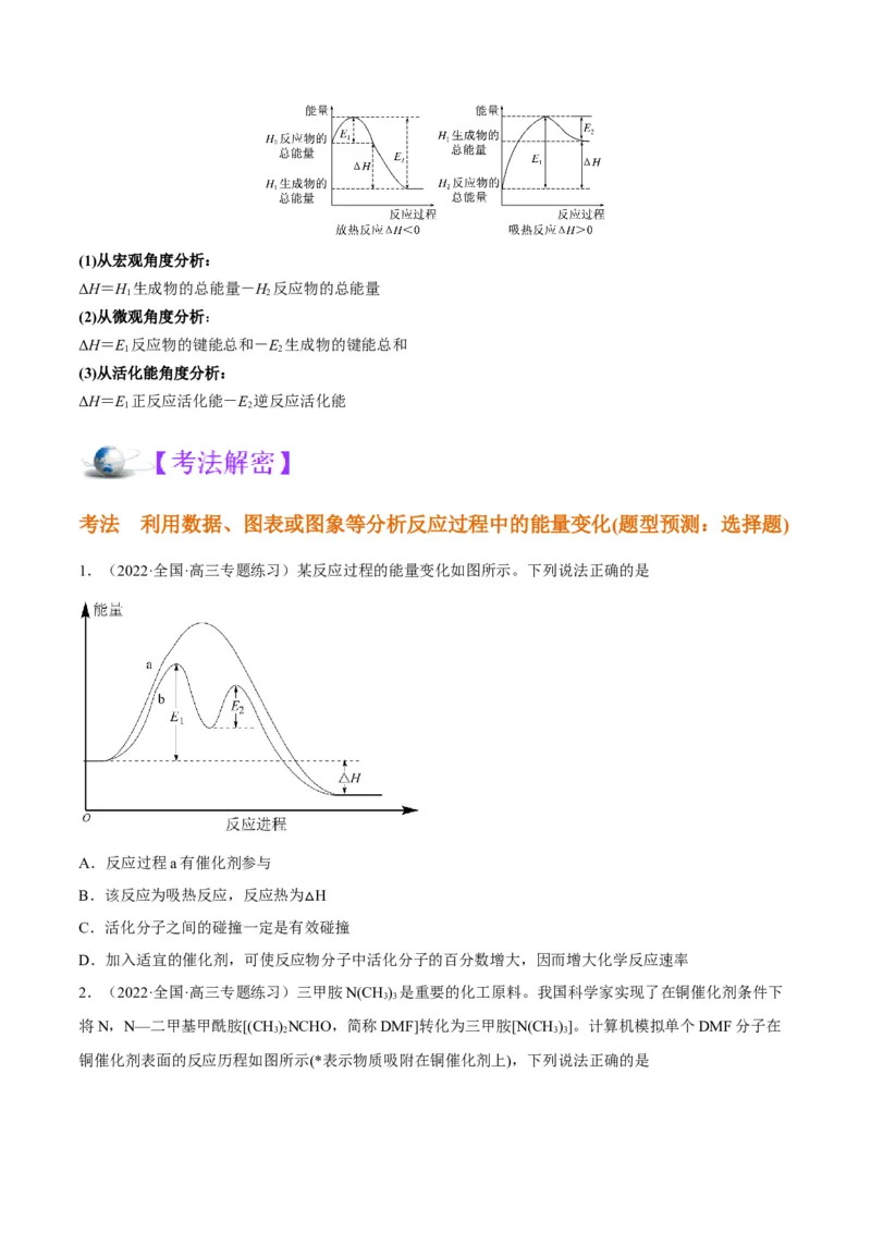 解密06化学反应与热能（讲义）-高频考点解密2022年高考化学二轮复习讲义+分层训练（全国通用）（原卷版）_05高考化学_通用版（老高考）复习资料_2023年复习资料_二轮复习