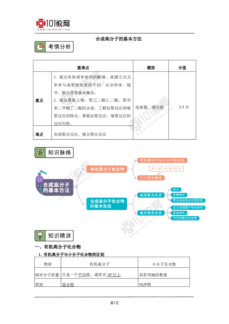 选择性必修3第五章合成高分子_新人教版高二化学选修一、二、三_新人教版高中化学选择性必修第三册_高二化学（选择性必修第三册）学案练习